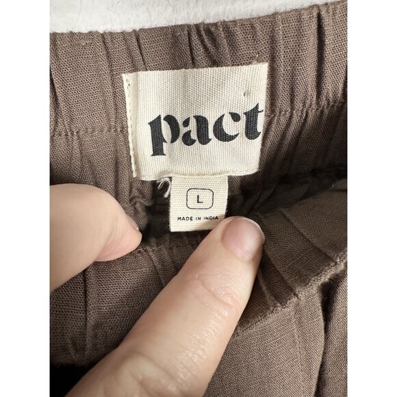Pact Organic Cotton Hemp Wide Leg Pants Size Large Minimalist Pants Brown - Picture 3 of 8